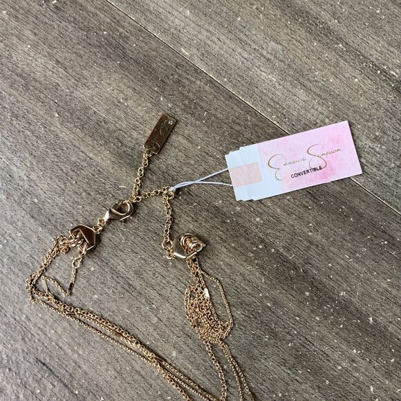 Jessica Simpson Multi-Layer Necklace Seashell Pendant Gold Tone Rhinestone - Picture 11 of 12